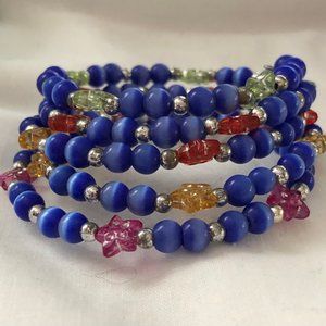 Blue Cats Eye Memory Wrap Bracelet